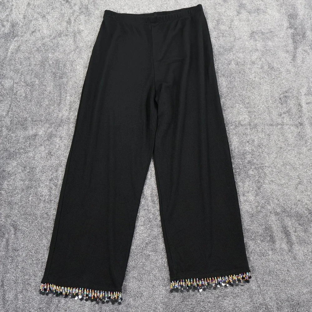 Vintage Ronni Nicole by Ouida Top & Pant Set Womens L‎ Black Beaded Embellished - Picture 9 of 16